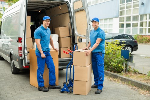 Packed student belongings ready for local removal transport