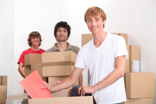 Packed boxes and furniture ready for a home move in Finsbury Park