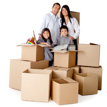 Packing boxes and furniture ready for local removals